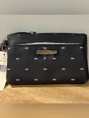 Tommy Hilfiger Black Wristlet with Red, White & Blue Flag Print